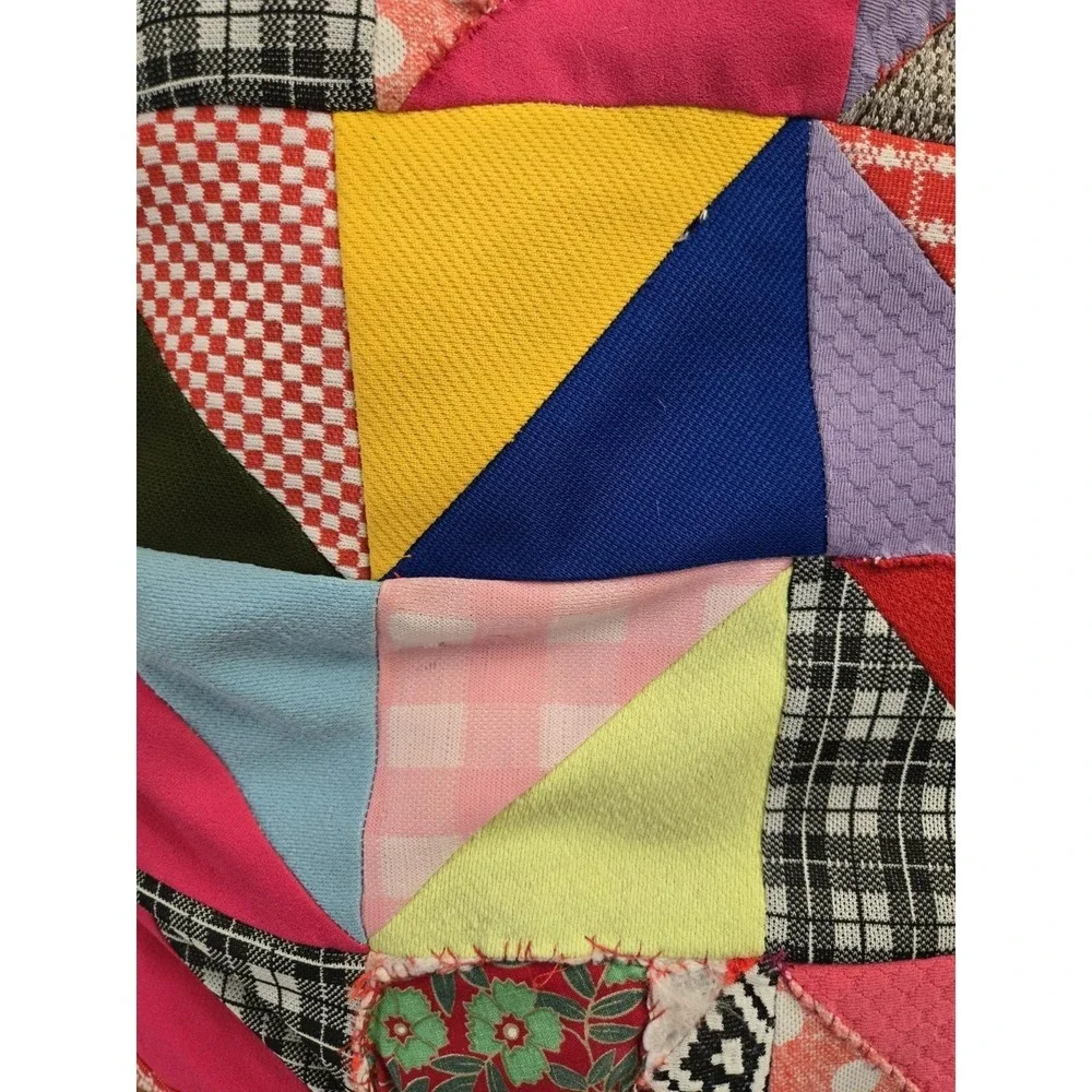 Vintage Hand Stitched Quilt Throw Pillow Primitive Polyester Patchwork 15